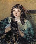 Mary Cassatt The girl holding the dog oil